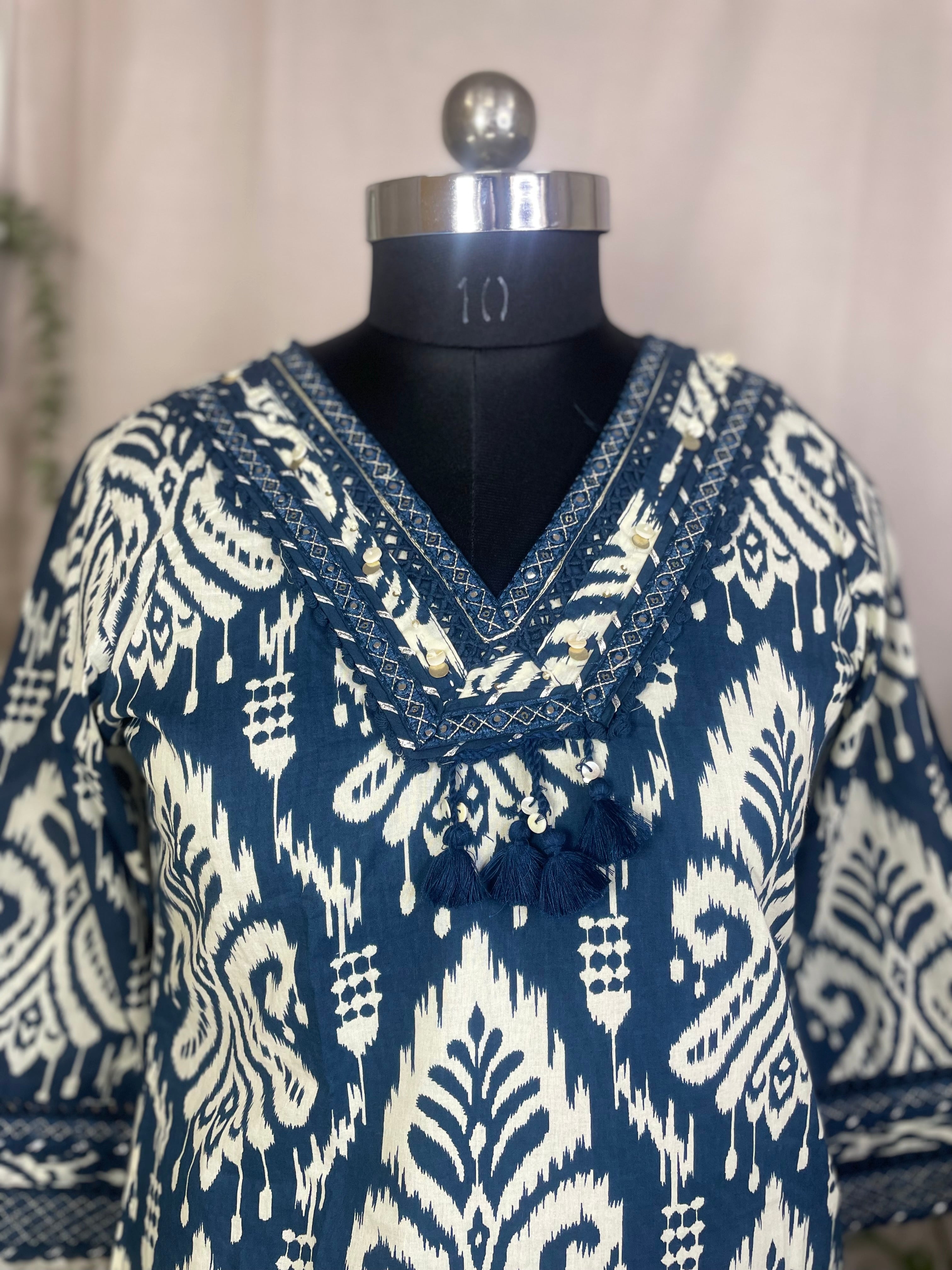 Kiara Indigo Cotton Suit Set