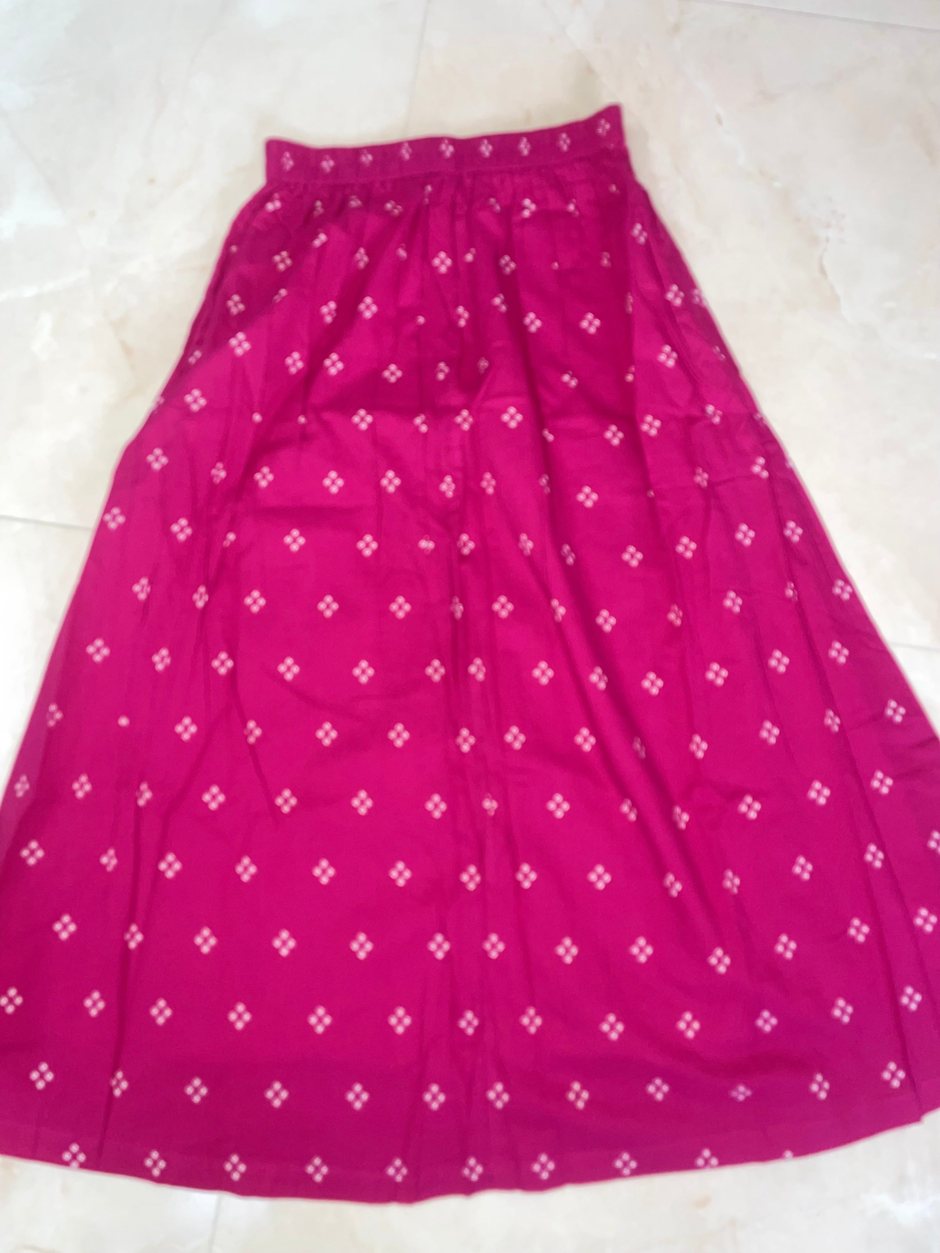 Rani Pink Hand Block Cotton Skirt Set