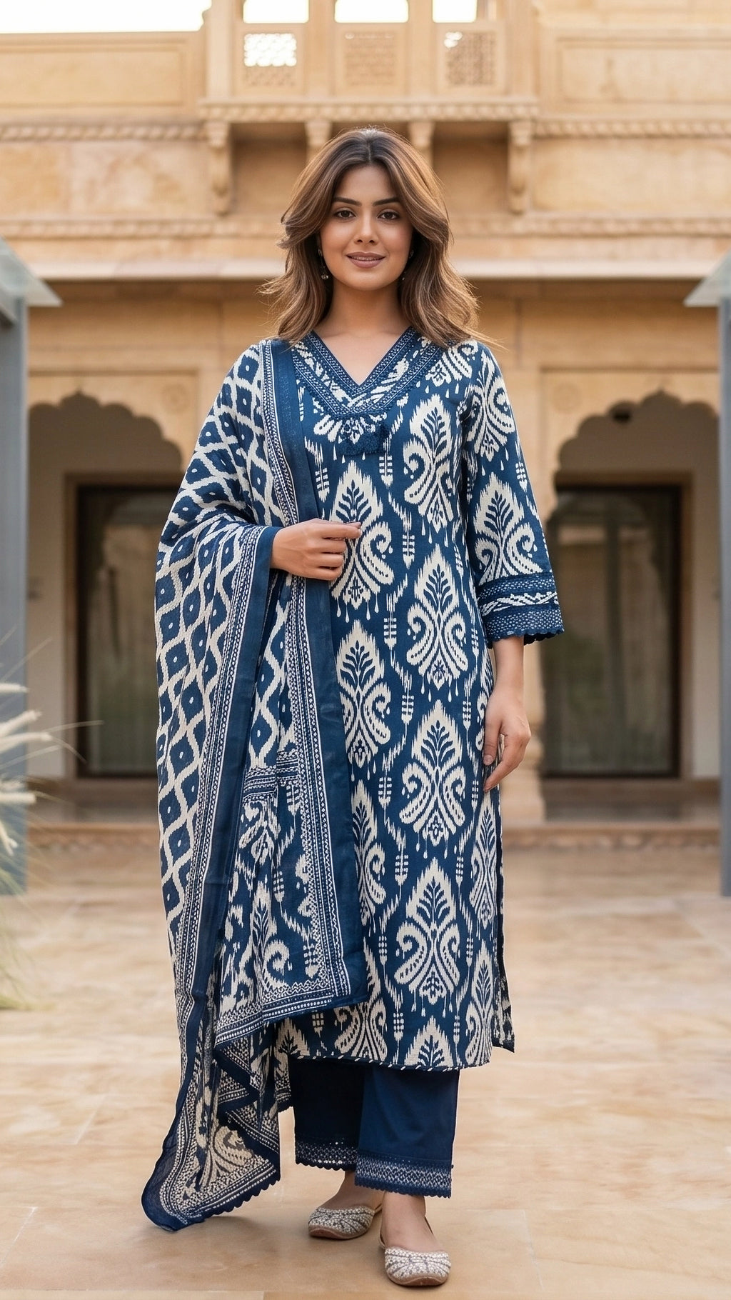 Kiara Indigo Cotton Suit Set