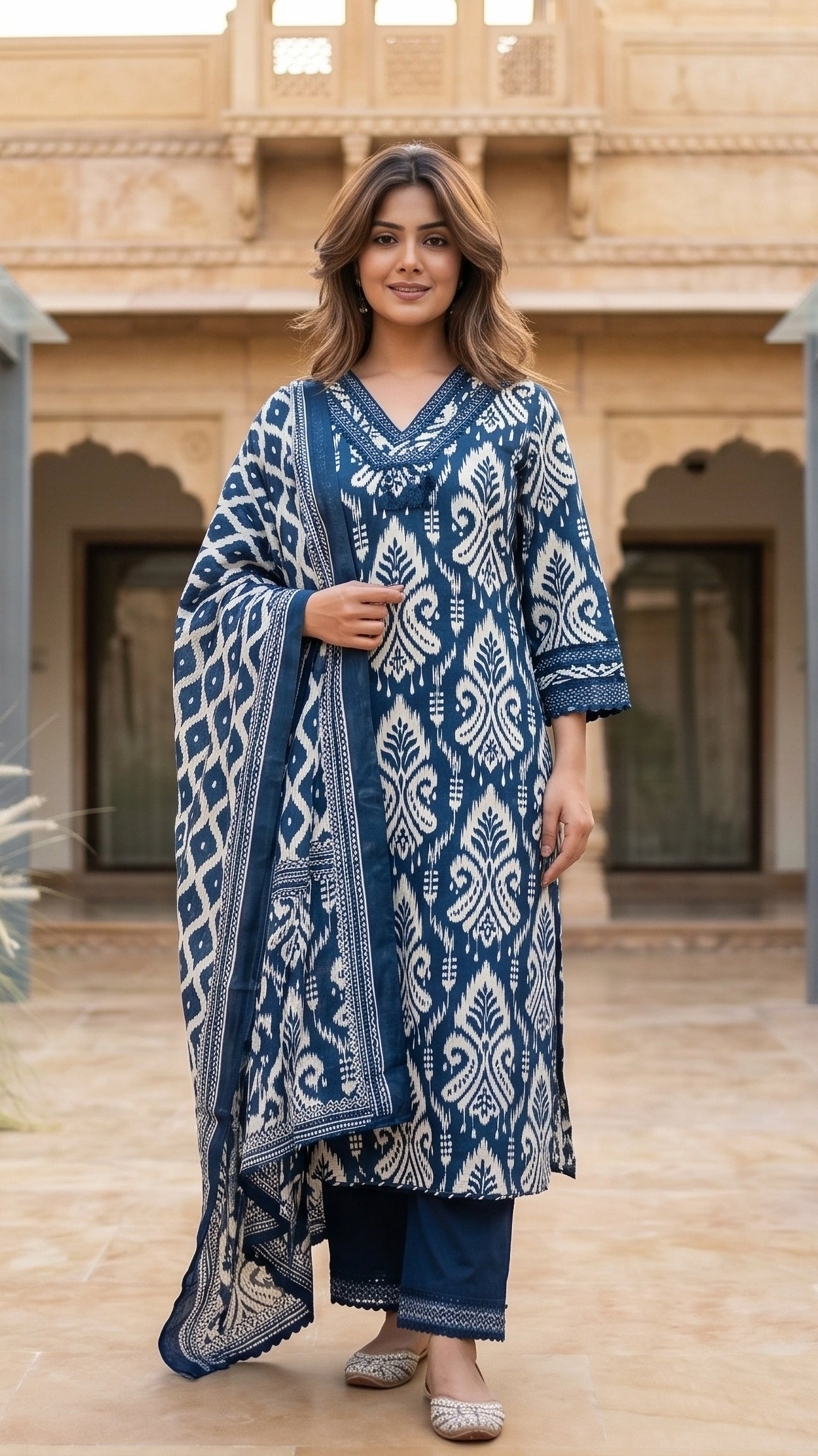 Kiara Indigo Cotton Suit Set