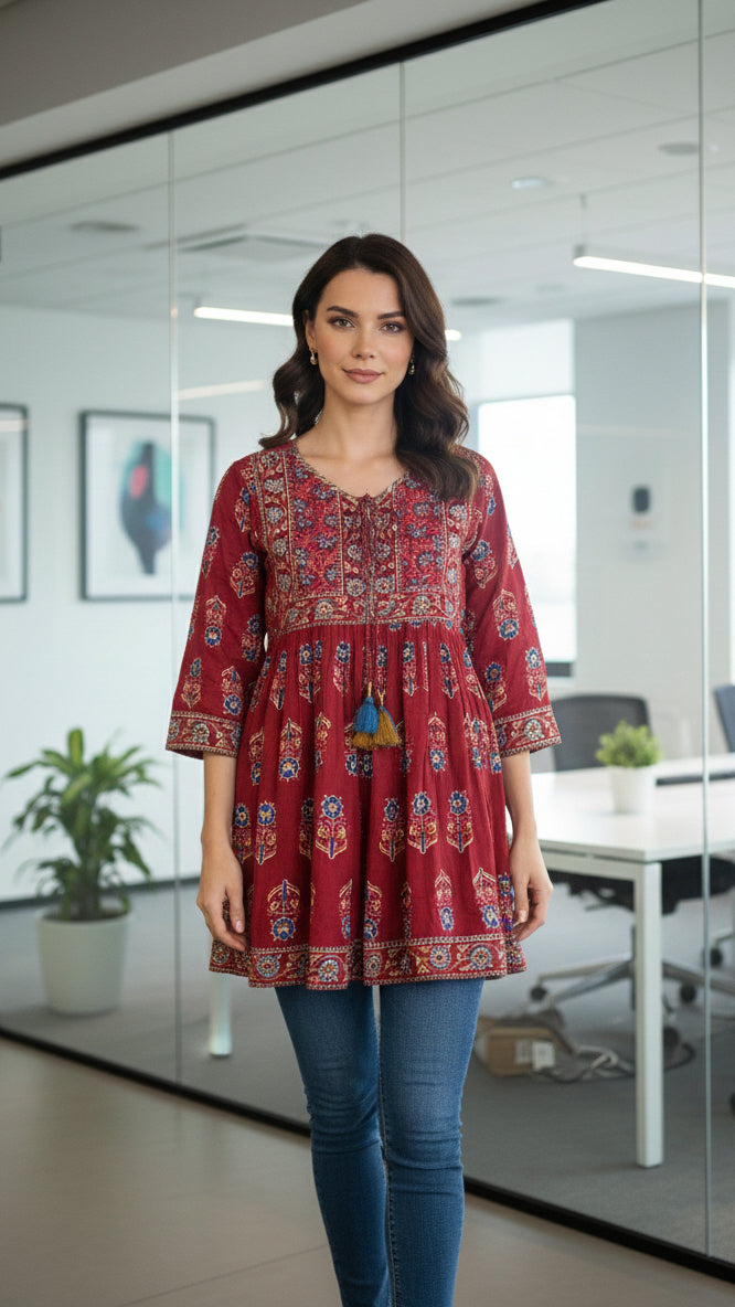 Berry Pop Top, Short Kurti
