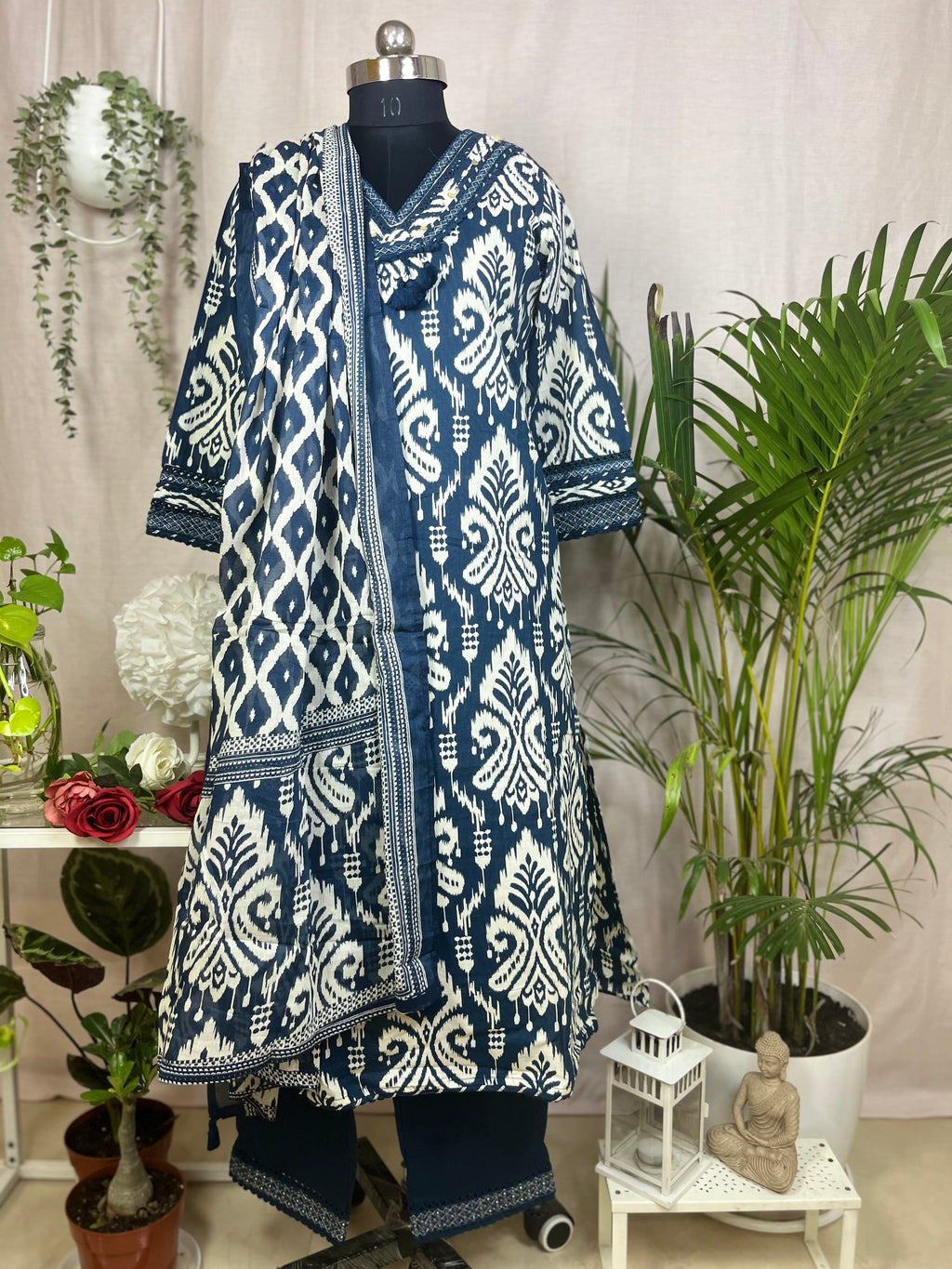 Kiara Indigo Cotton Suit Set