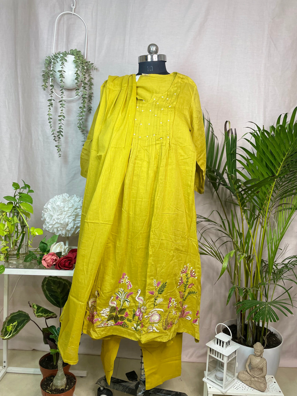 Viha Lime Bloom Mal Mal Cotton 3 Pcs Suit Set