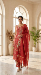 Riddhi Red Paisley 3-Piece Spaghetti  Set
