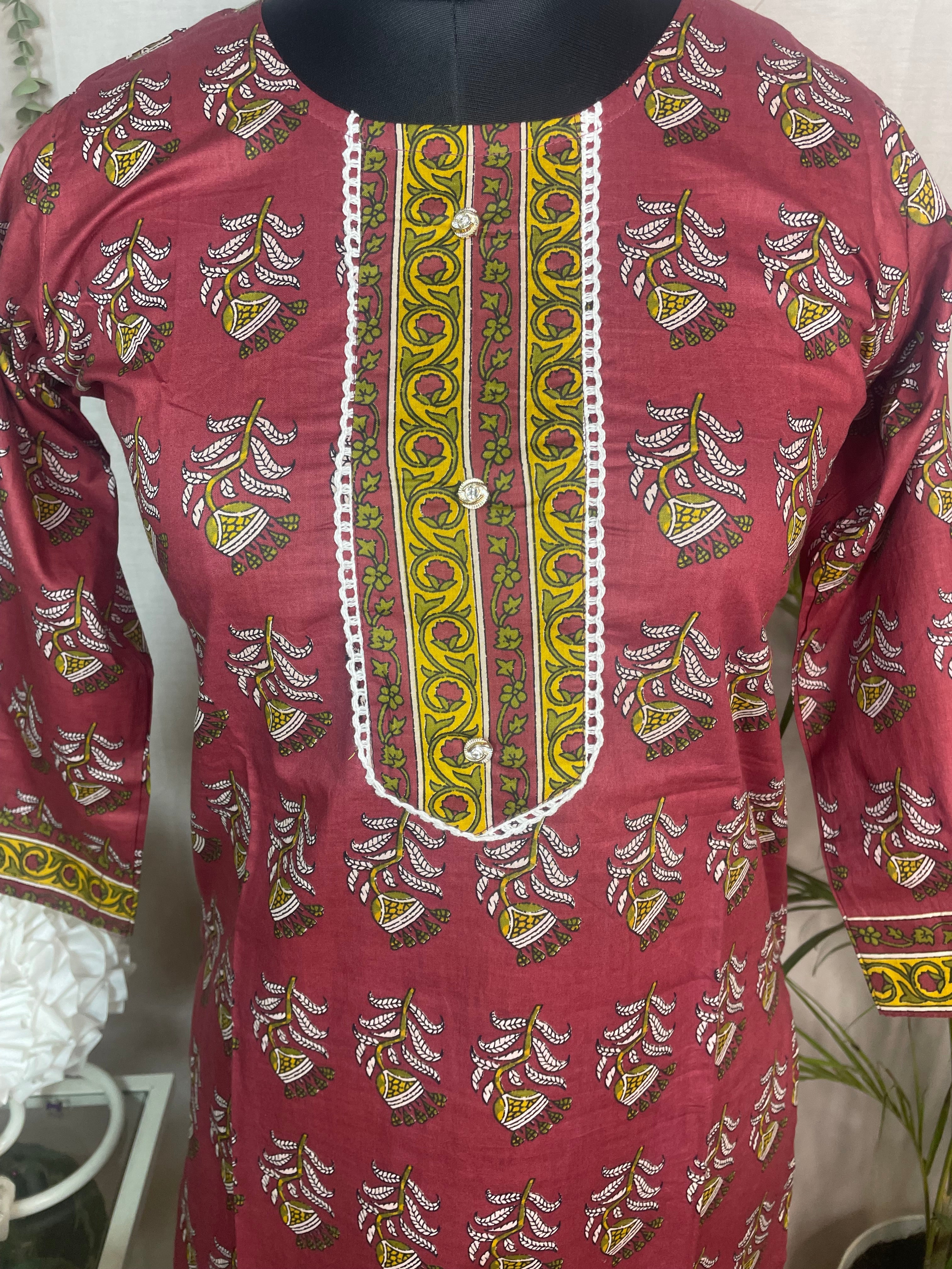 Kavisha Rust Rose Cotton 3 Pcs Suit Set