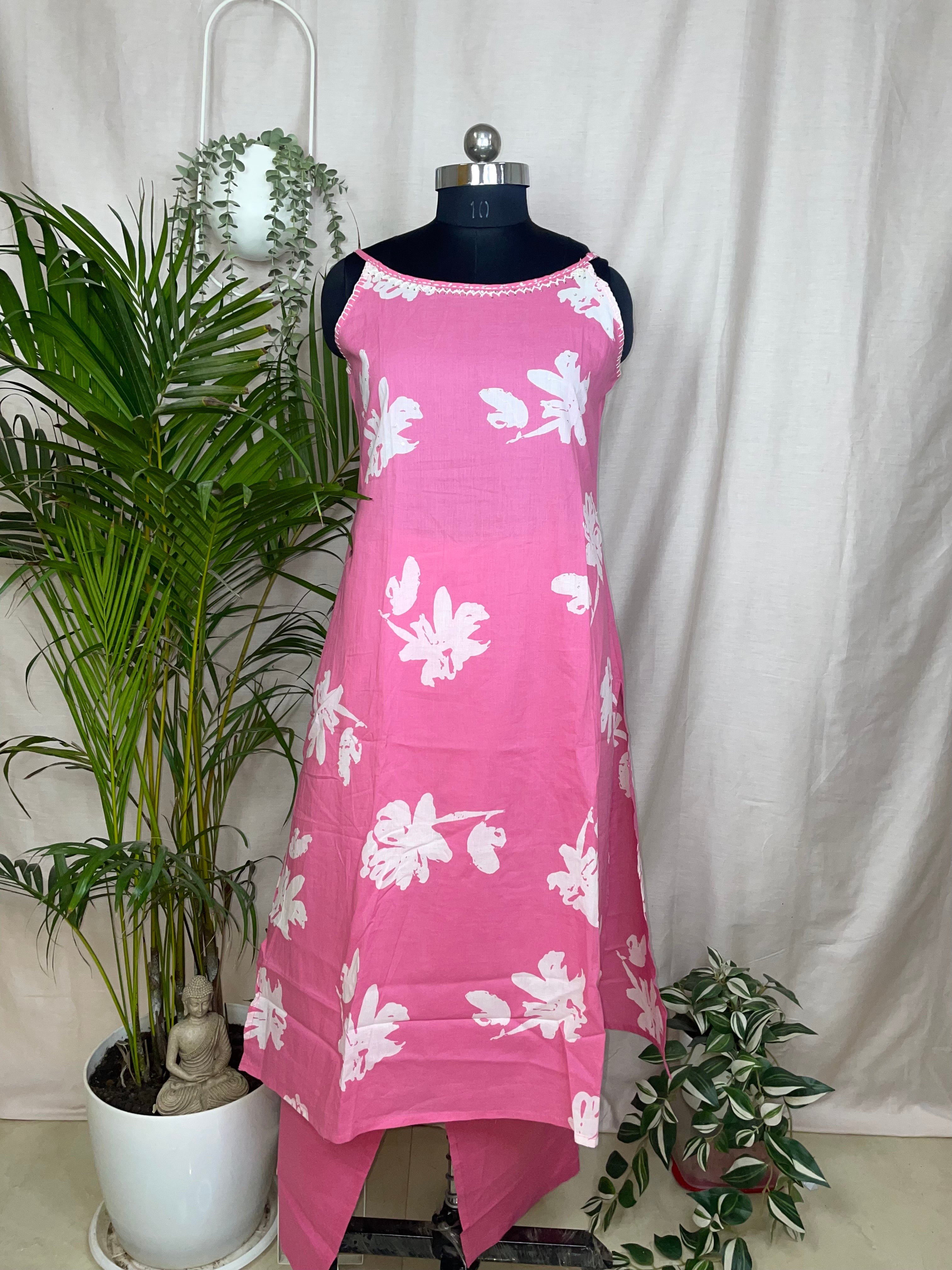 Ishani Pink Floral 3-Piece Spaghetti Set
