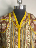 Mocha Mustard Hand Block Cotton Short Kurti