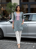 Mint Bloom Short Kurti