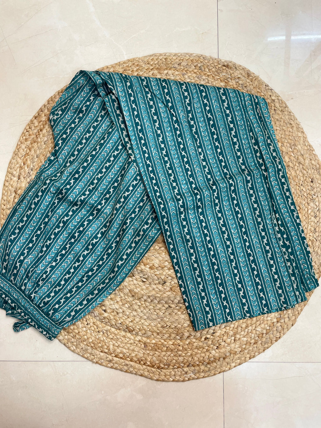 Tarvi Teal Floral 3-Piece Spaghetti Set