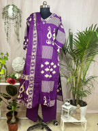 Riva Purple Cotton Suit Set