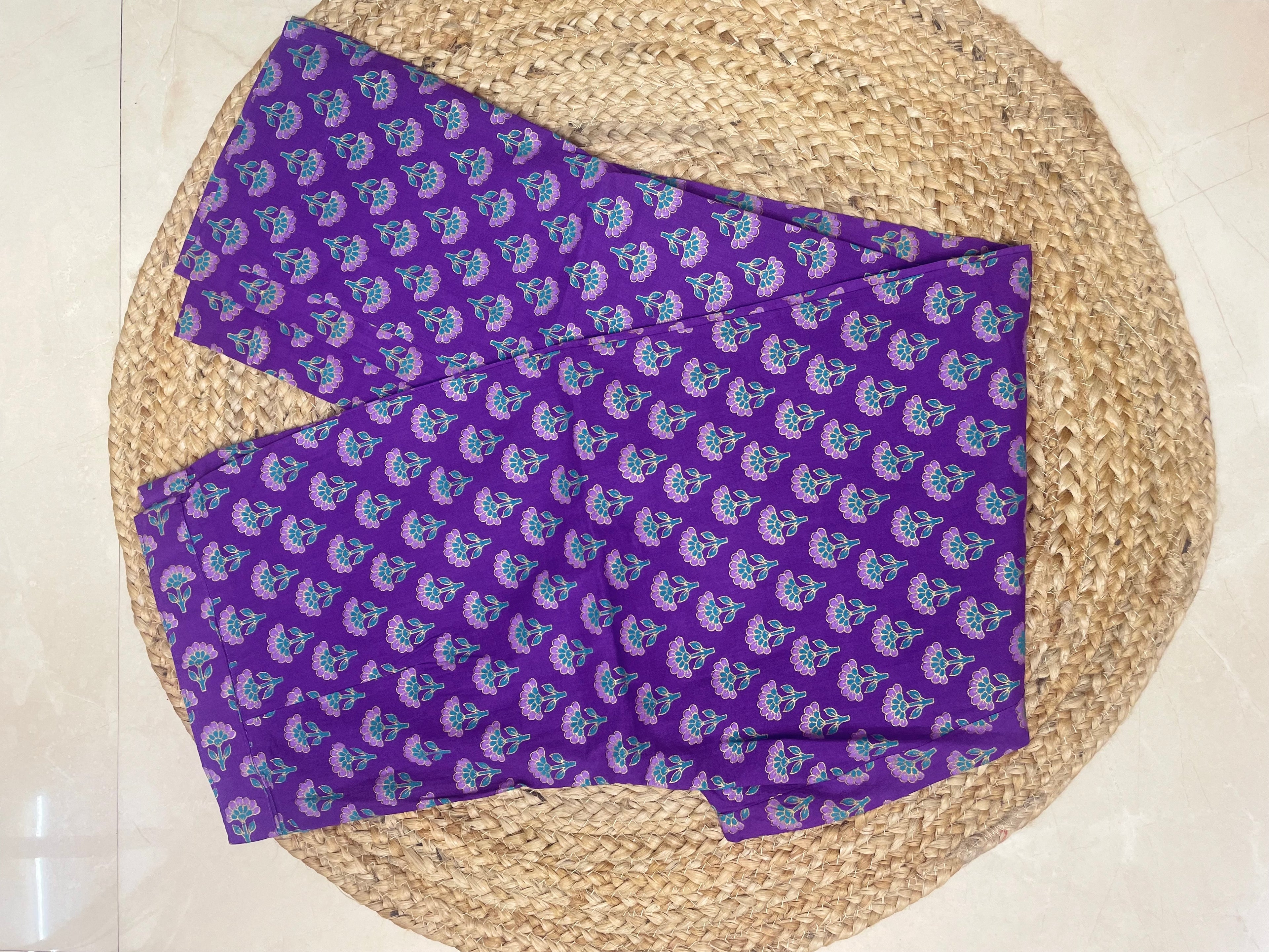 Urvi Purple Teal Cotton 3 Pcs Suit Set