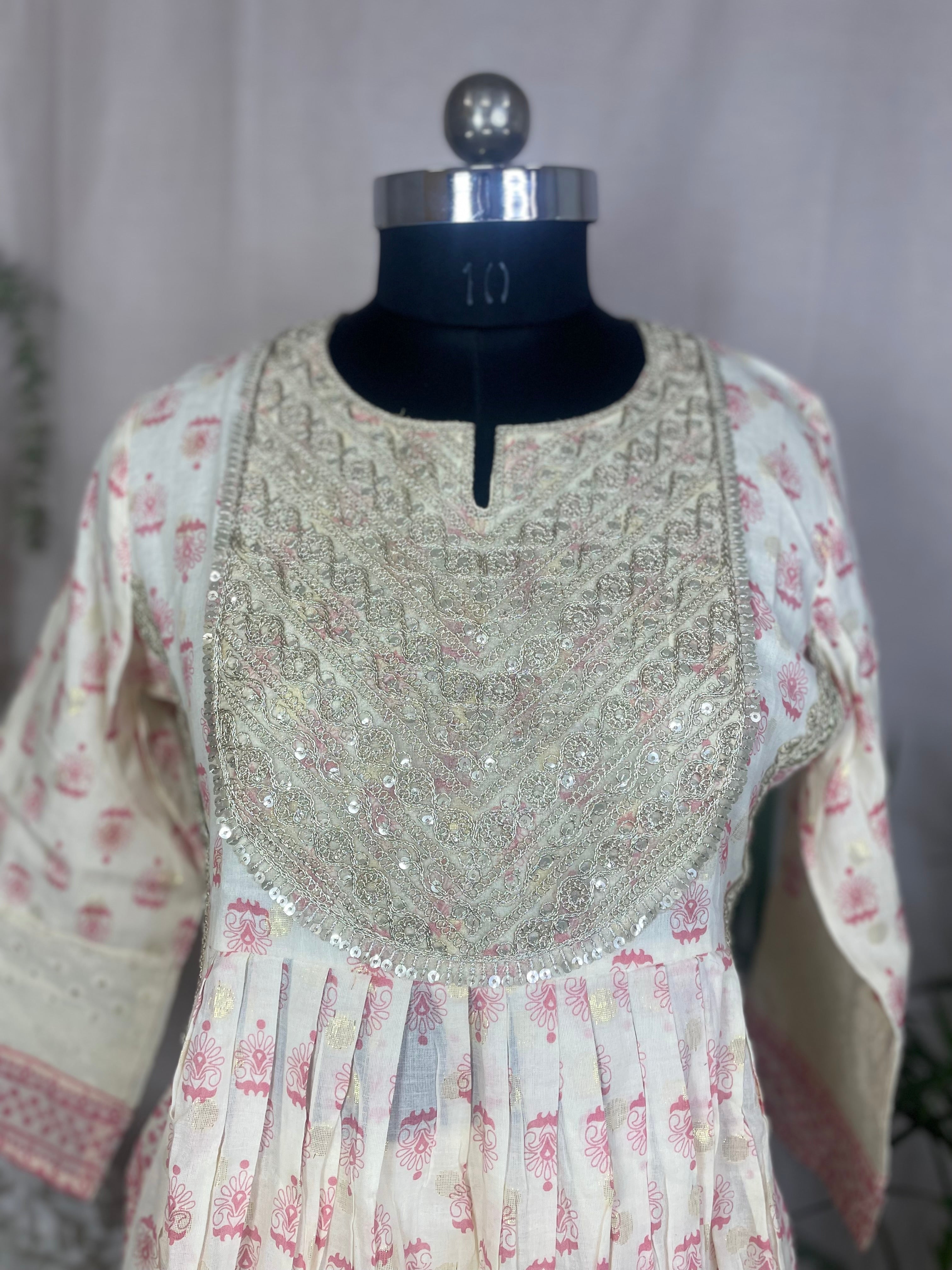 Mihika Ivory Rose Cotton 3 Pcs Suit Set