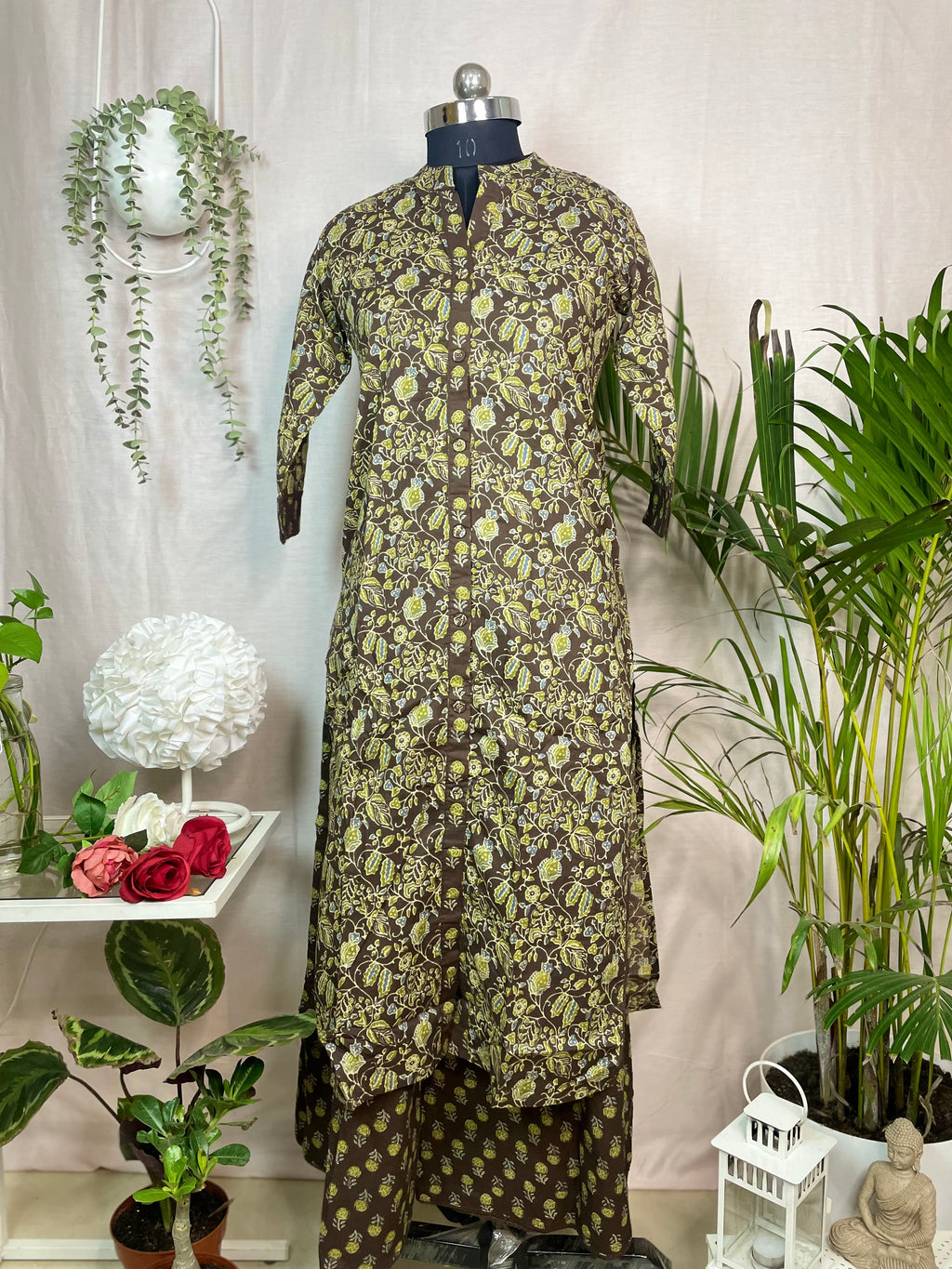 Niyati Olive Brown Cotton 3 Pcs Suit Set