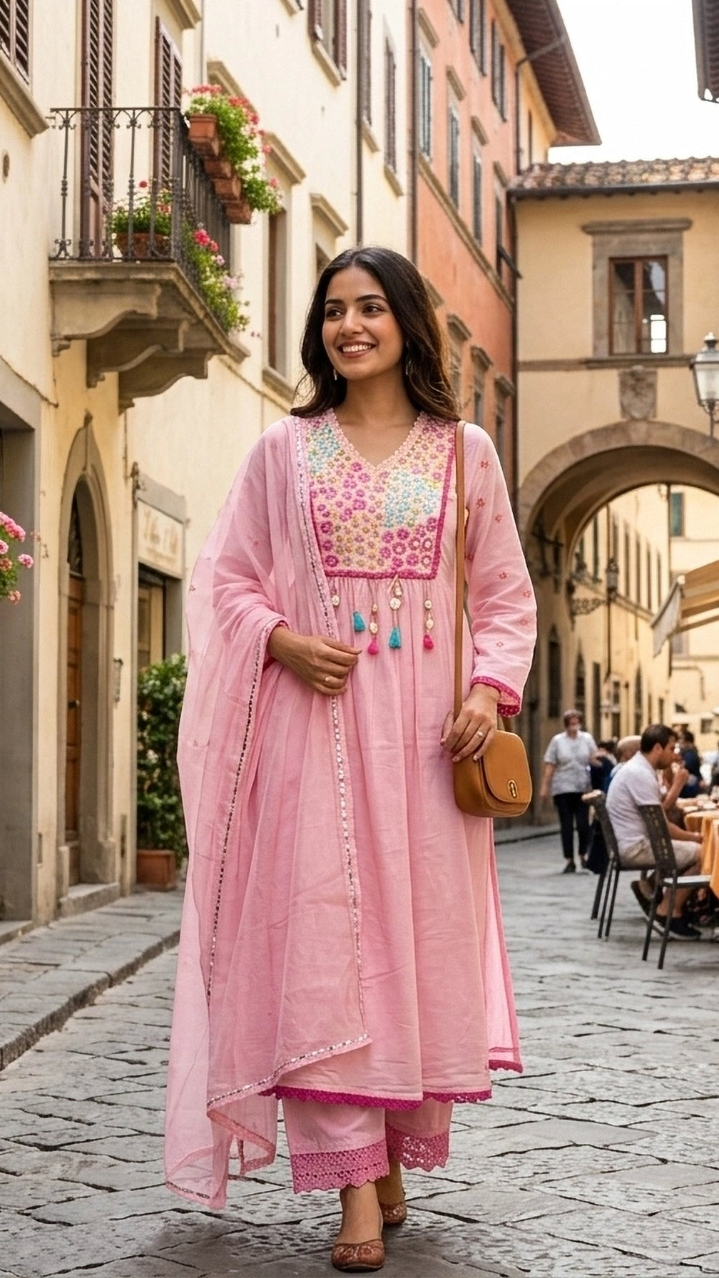 Aavya Blush Pink Mal Mal Cotton 3 Pcs Suit Set