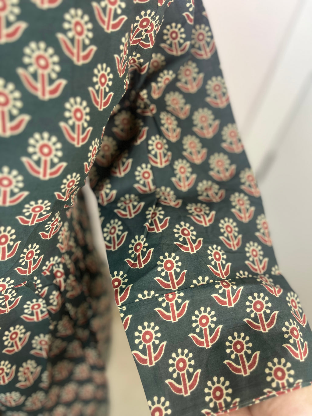 Emerald Paisley Hand Block Cotton Short Kurti
