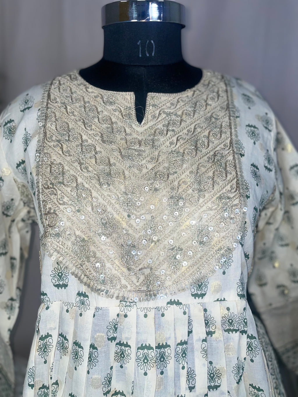 Manya Ivory Sage  Cotton 3 Pcs Suit Set