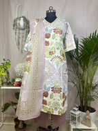 Esha Ivory Sage Cotton 3 Pcs Suit Set