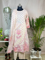 Ridhi Ivory Pink Cotton 3 Pcs Suit Set