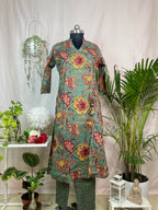 Vrinda Sage Green Cotton 3 Pcs Suit Set