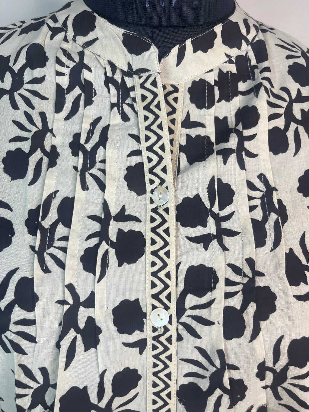 Ivory Hand Block Cotton Short  Kurti