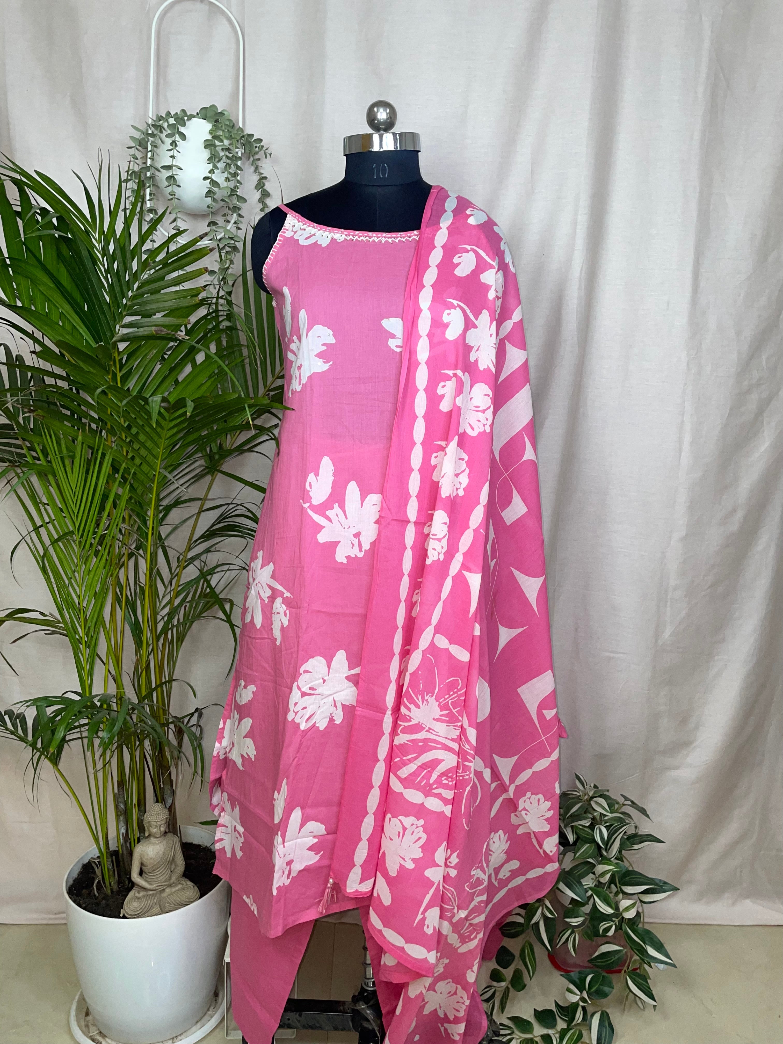 Ishani Pink Floral 3-Piece Spaghetti Set