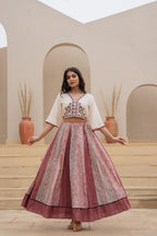 Red Kali Printed Skirt and Embroidered Crop Top