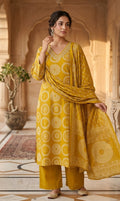 Mahi Mustard Circle Cotton 3 Pcs Suit Set