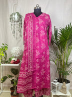 Mishri Rani Pink Cotton 3 Pcs Suit Set