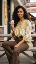Lemon Paisley Top, Short Kurti