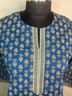 Indigo Neel Hand Block Cotton Short Kurti