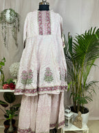 Mira Ivory Pink  Sharara 3 Pcs Suit Set