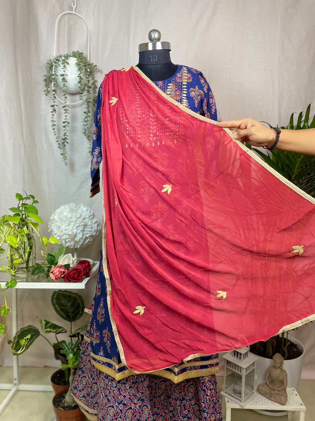 Riva Royal Blue Sharara 3 Pcs Suit Set