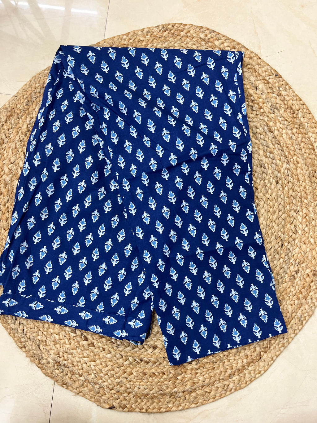 Aashi Navy Floral Cotton 3 Pcs Suit Set