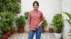 Coral Morpankh Hand Block Cotton Short Kurti