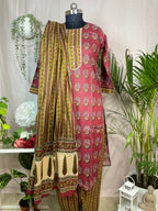 Kavisha Rust Rose Cotton 3 Pcs Suit Set