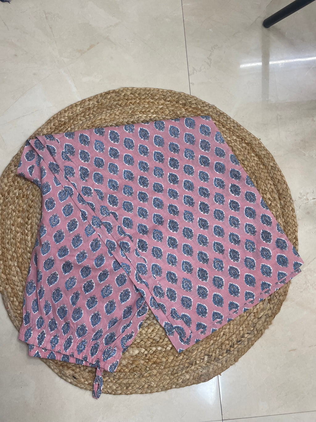 Tanvi Peach Blue Cotton 3 Pcs Suit Set
