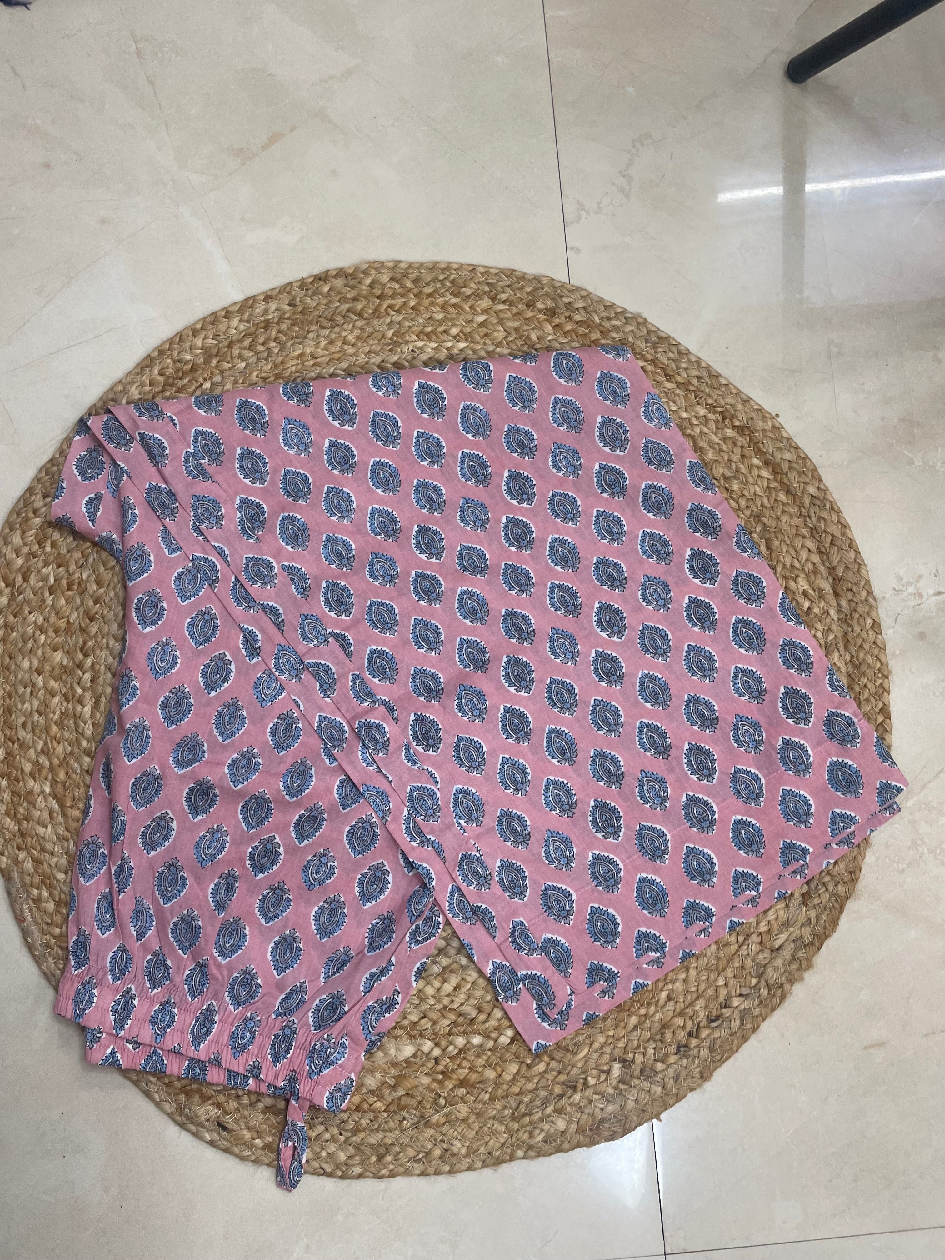 Tanvi Peach Blue Cotton 3 Pcs Suit Set