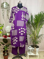 Riva Purple Cotton Suit Set
