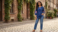 Royal Blue Tassel Cotton Short Kurti