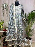 Vihana Indigo Ikat 3 Pcs Suit Set
