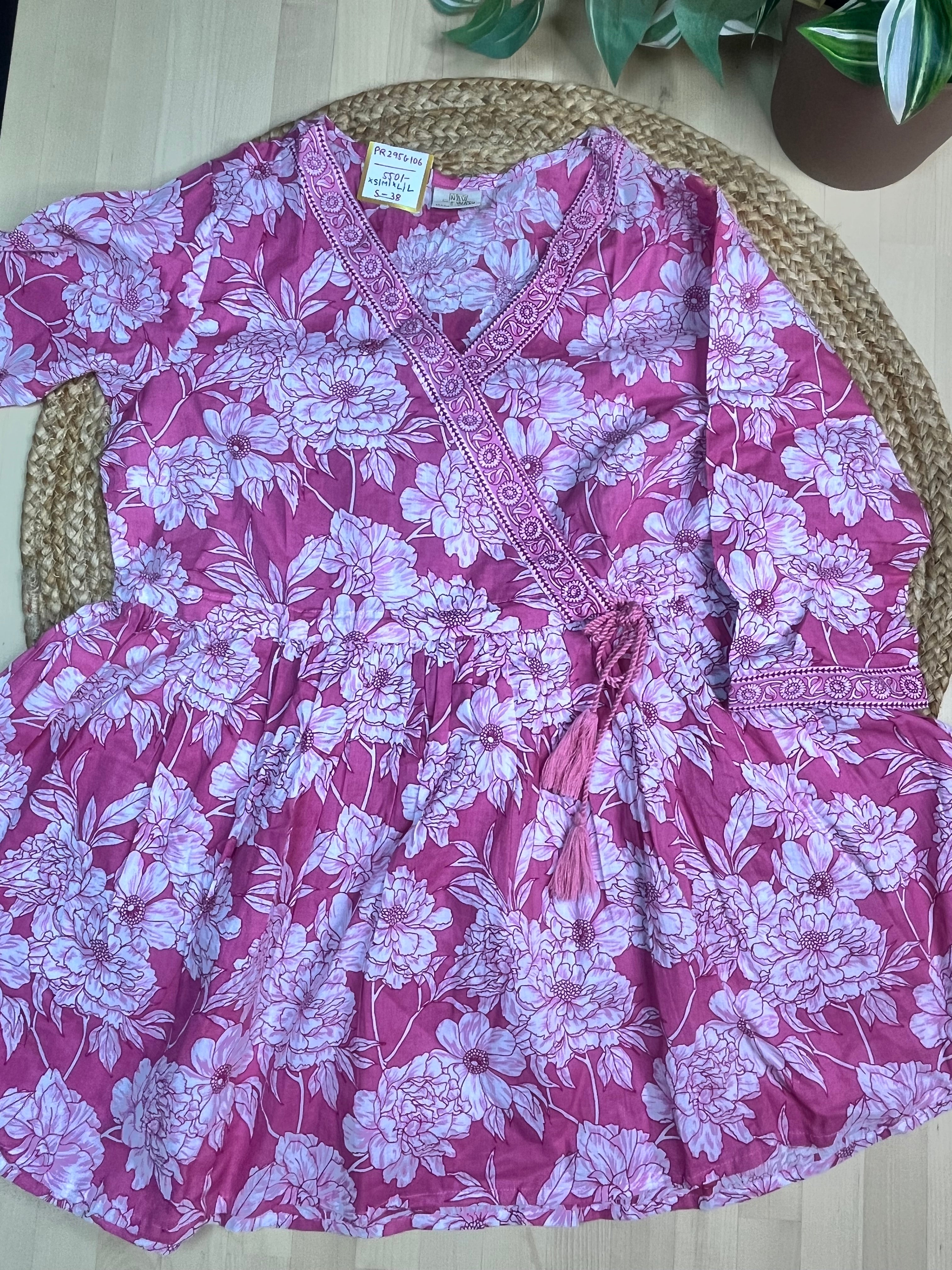 Pink Bloom Short Kurti