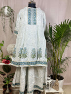 Mira Ivory Blue Sharara 3 Pcs Suit Set