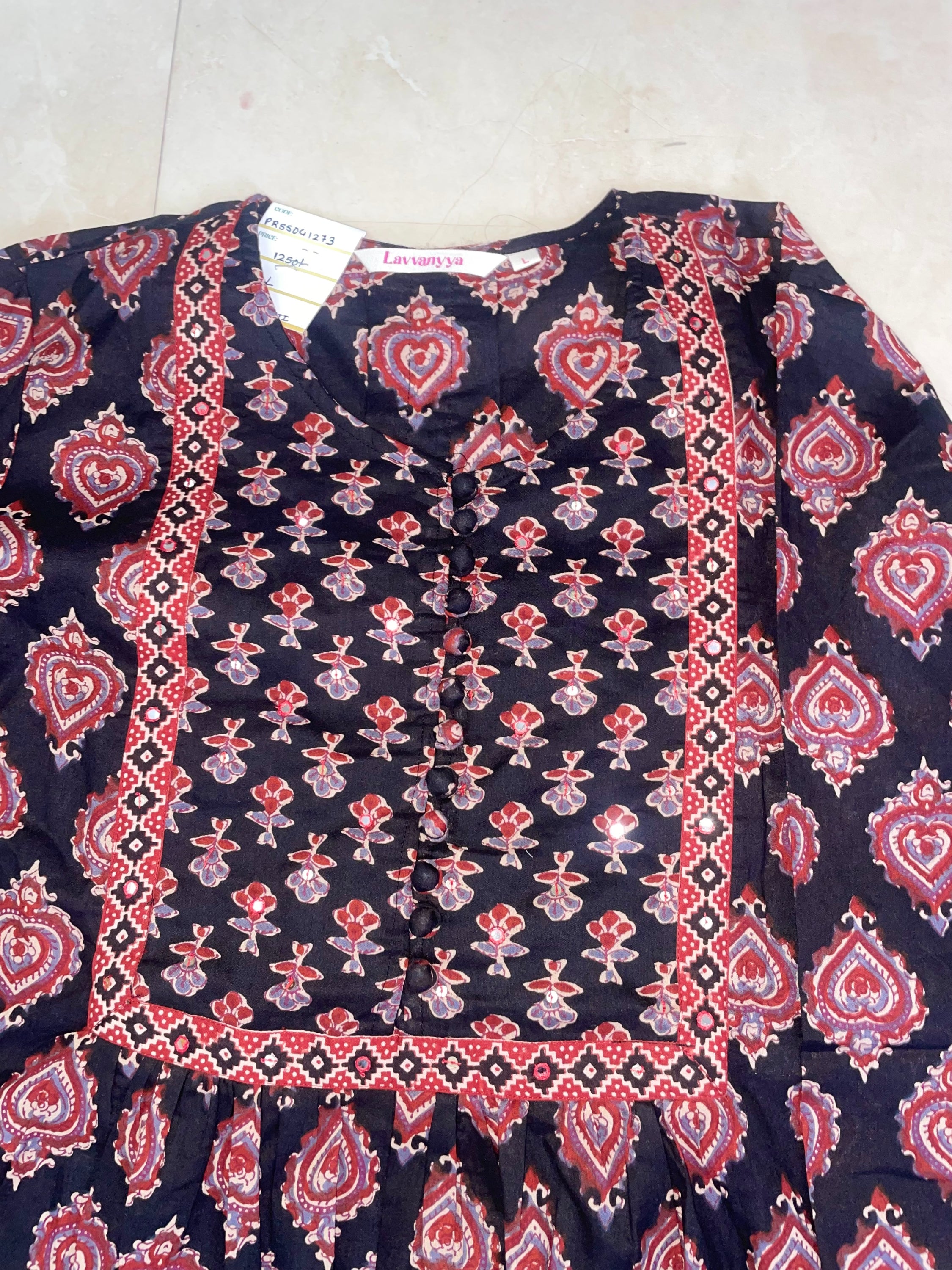 Midnight Paisley Short Kurti