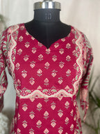 Kashvi Maroon Floral Cotton 3 Pcs Suit Set