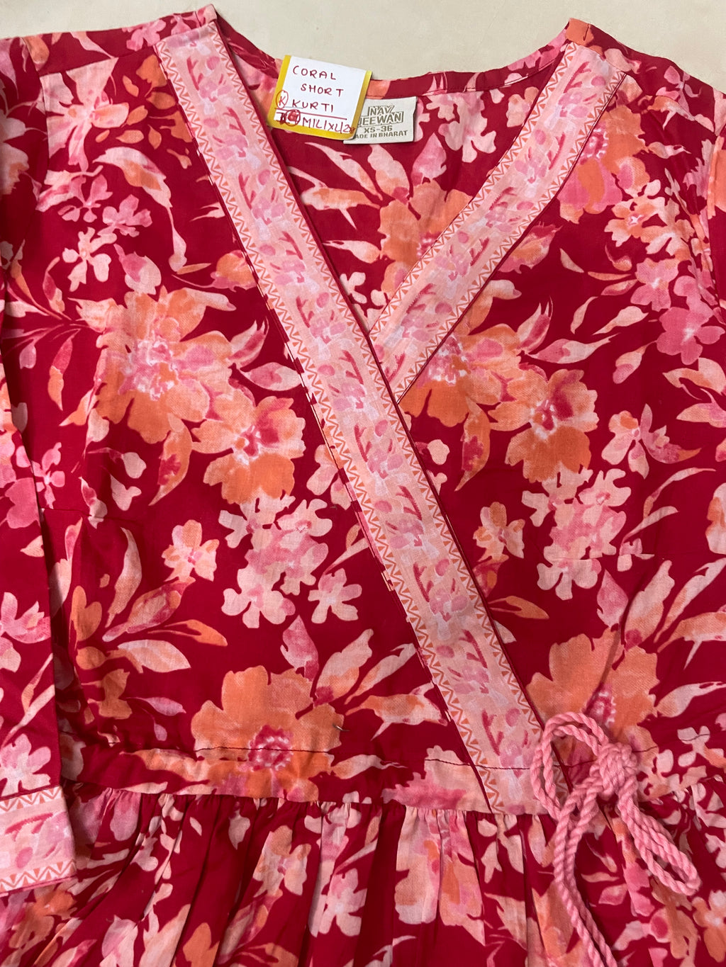 Coral Bloom Short Kurti