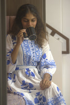 Blue Noor Hand Block Cotton Dress