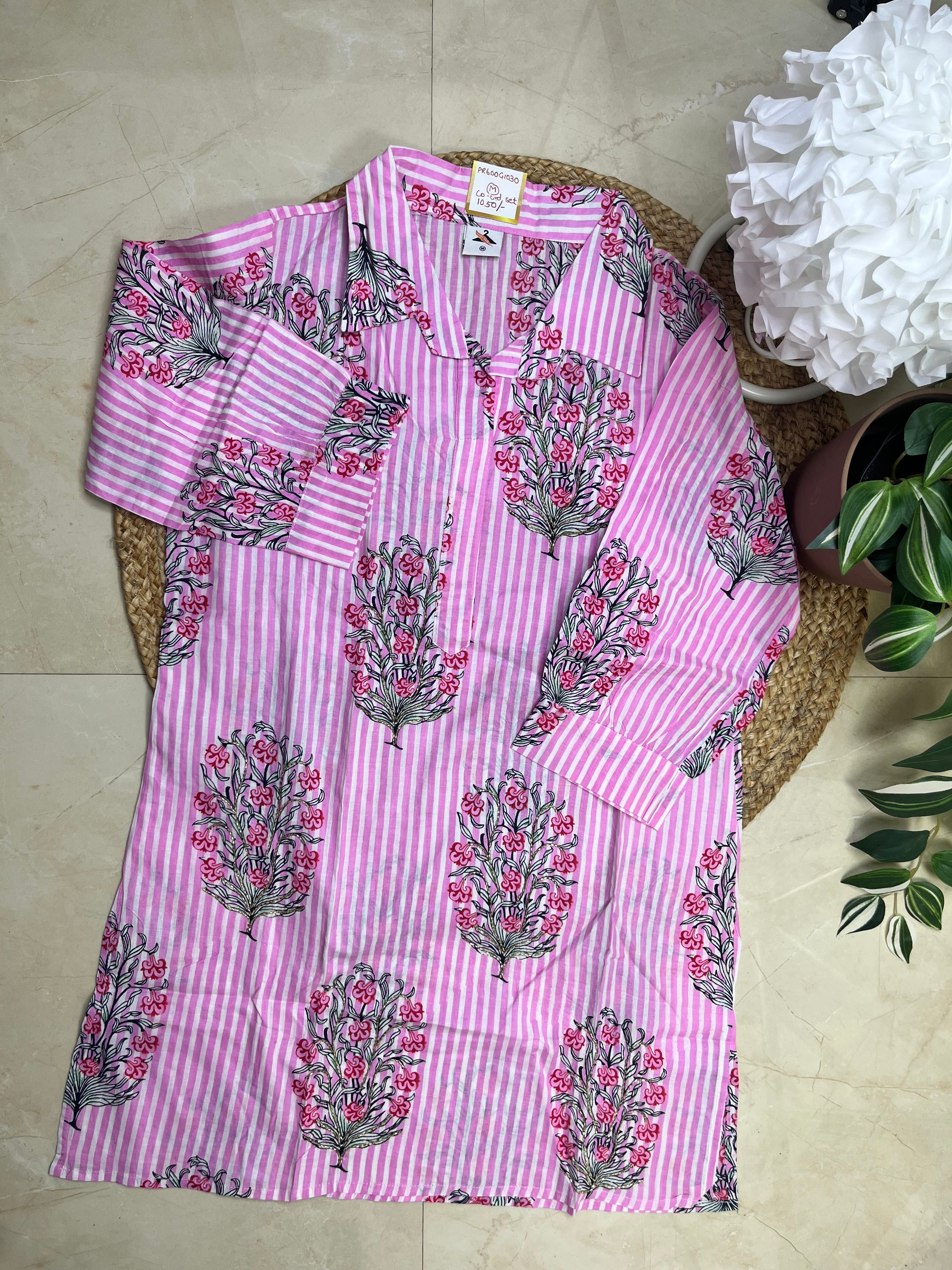 Pink Stripped Floral Co-ord Set