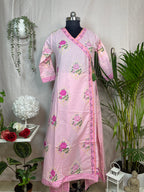 Prisha Blush Pink Cotton Anarkali 3 Pcs Suit