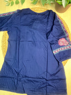 Royal Blue Tassel Cotton Short Kurti