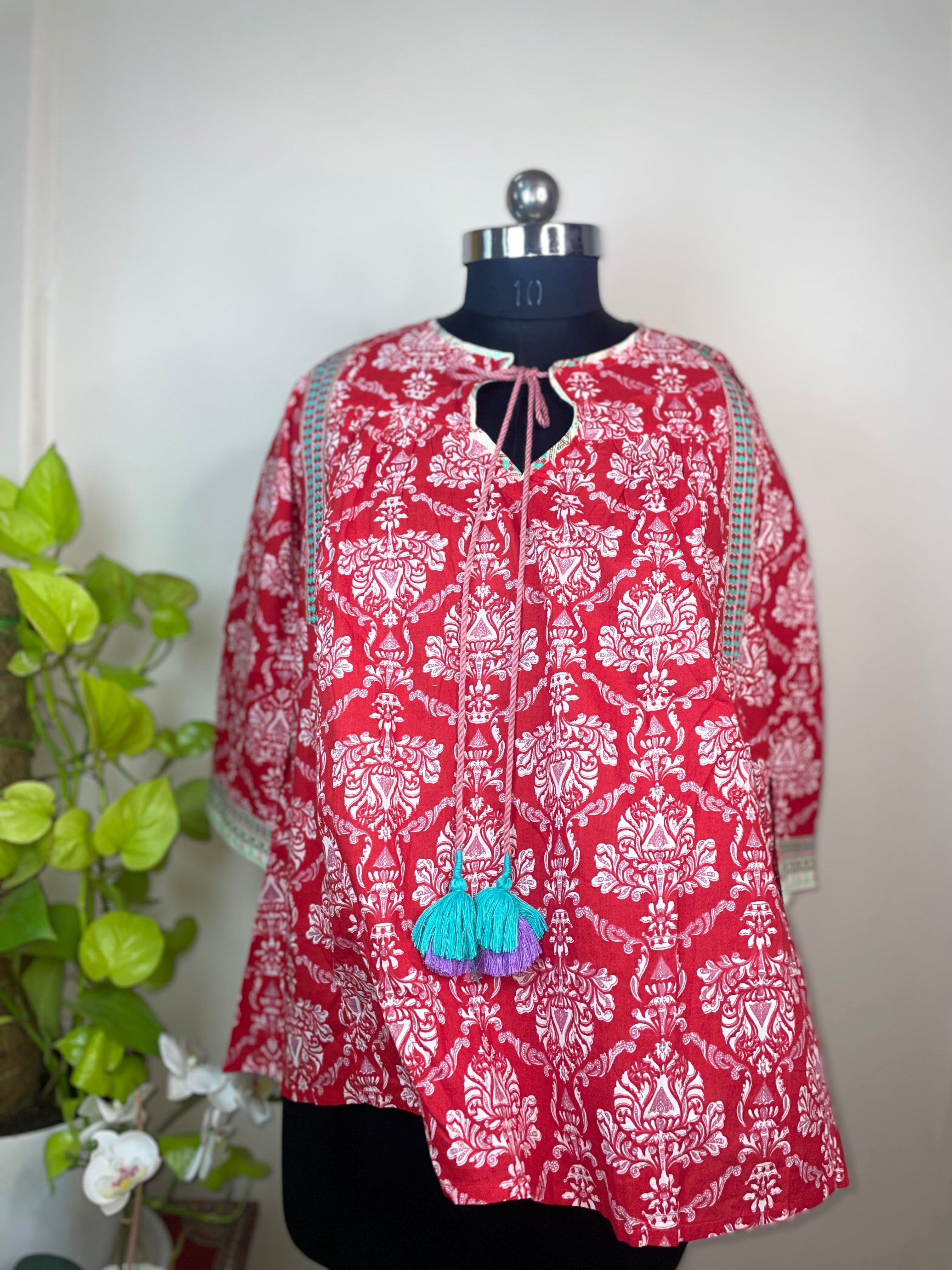 Cherry Red Pop Short Kurti